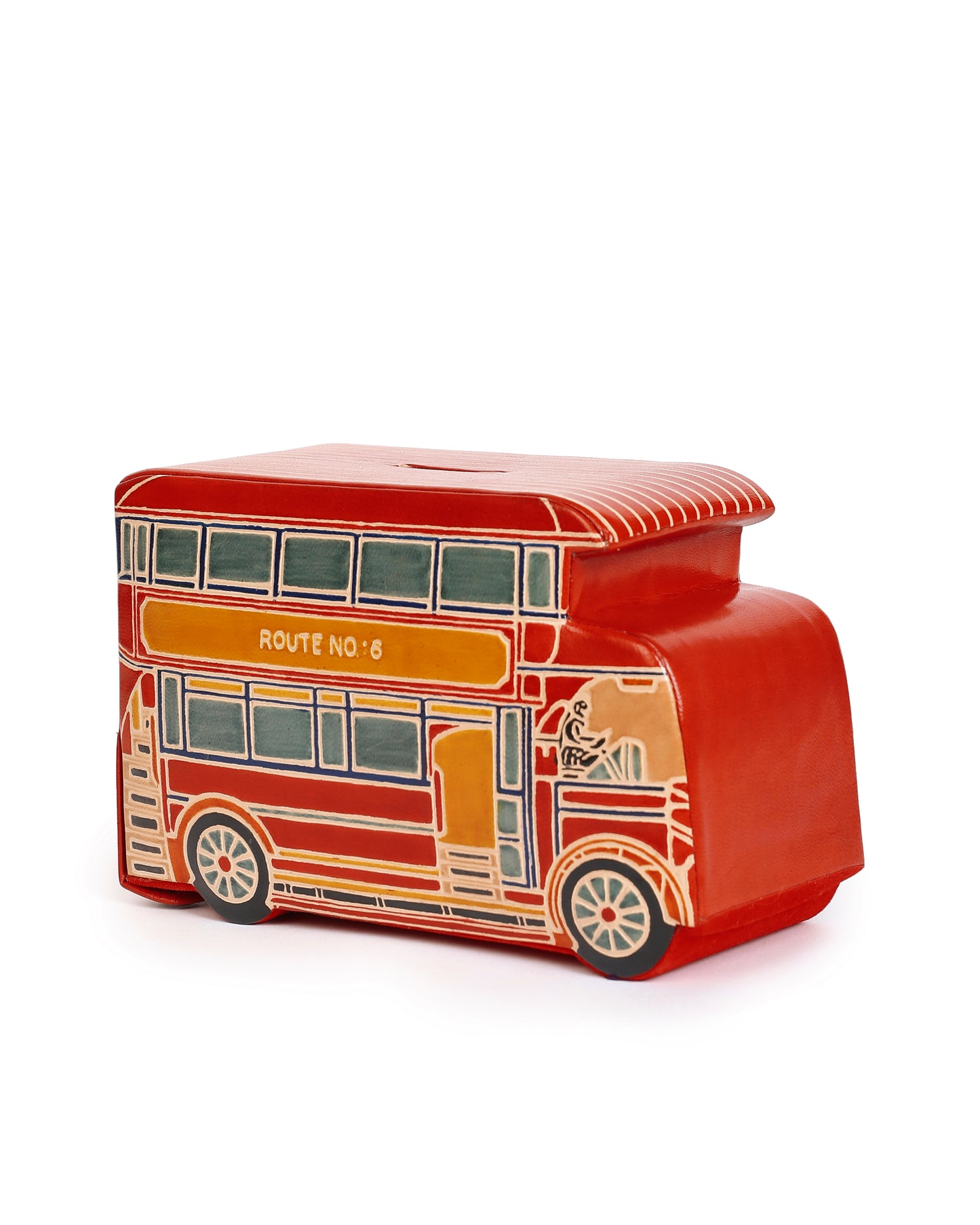 London Bus Money Bank Handcrafted Leather Shantiniketan