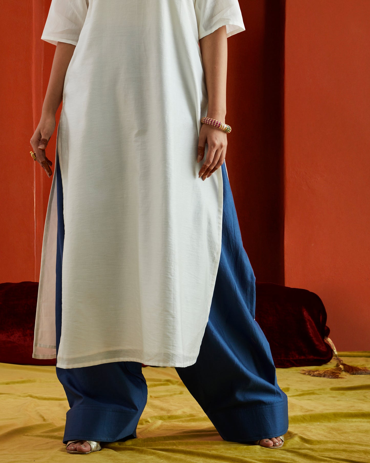 Blue Chanderi Farshi Salwar