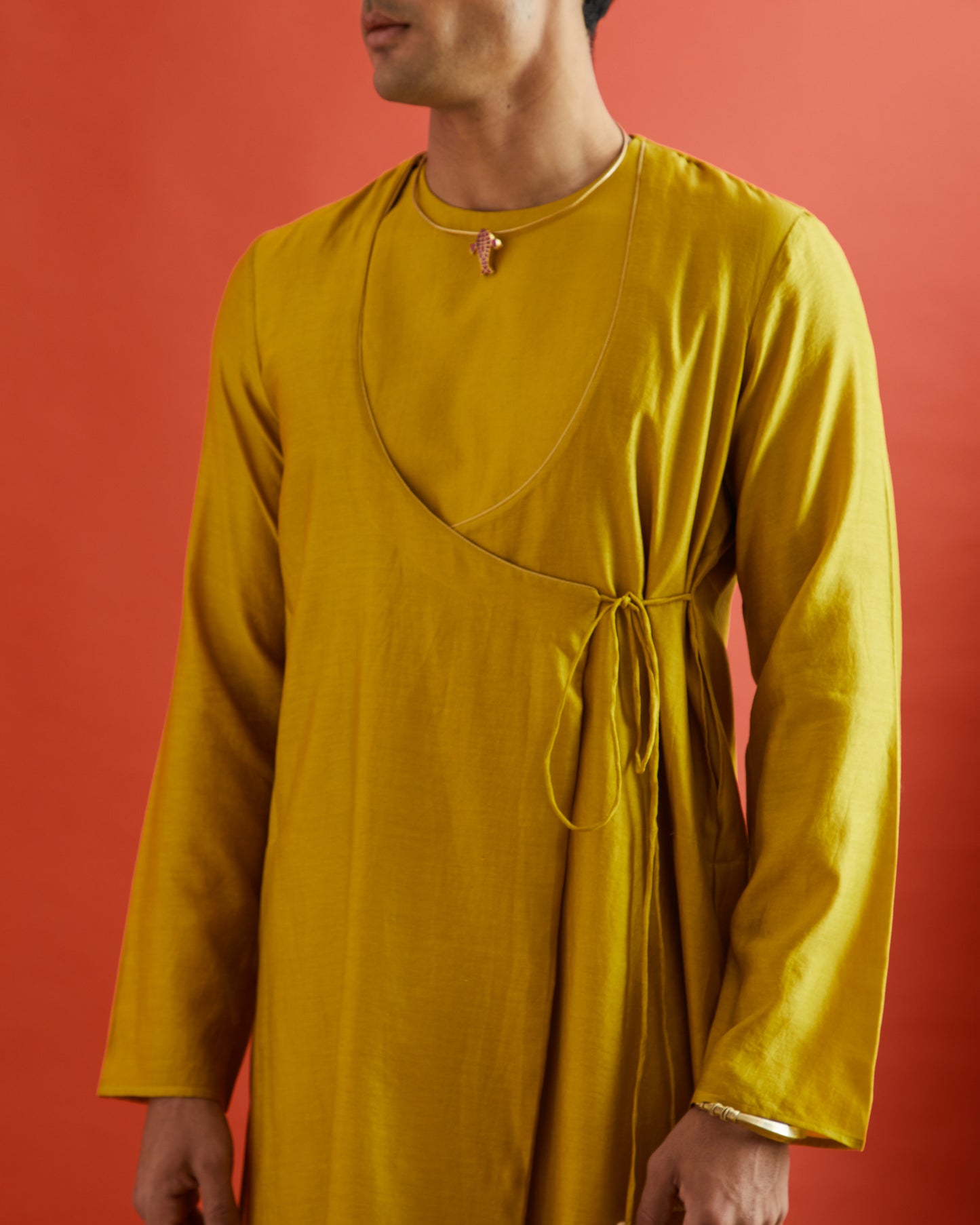 Yellow Pure Chanderi Angrakha