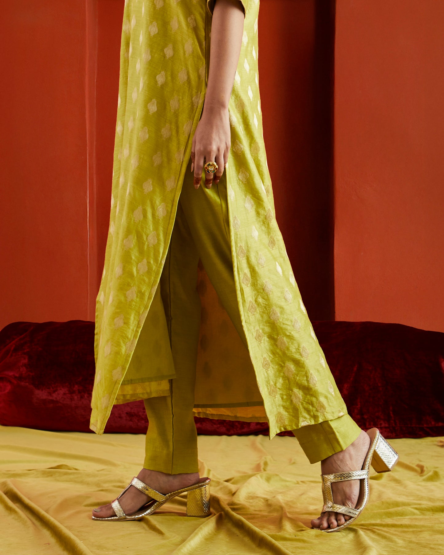 Green Pure Chanderi Pants