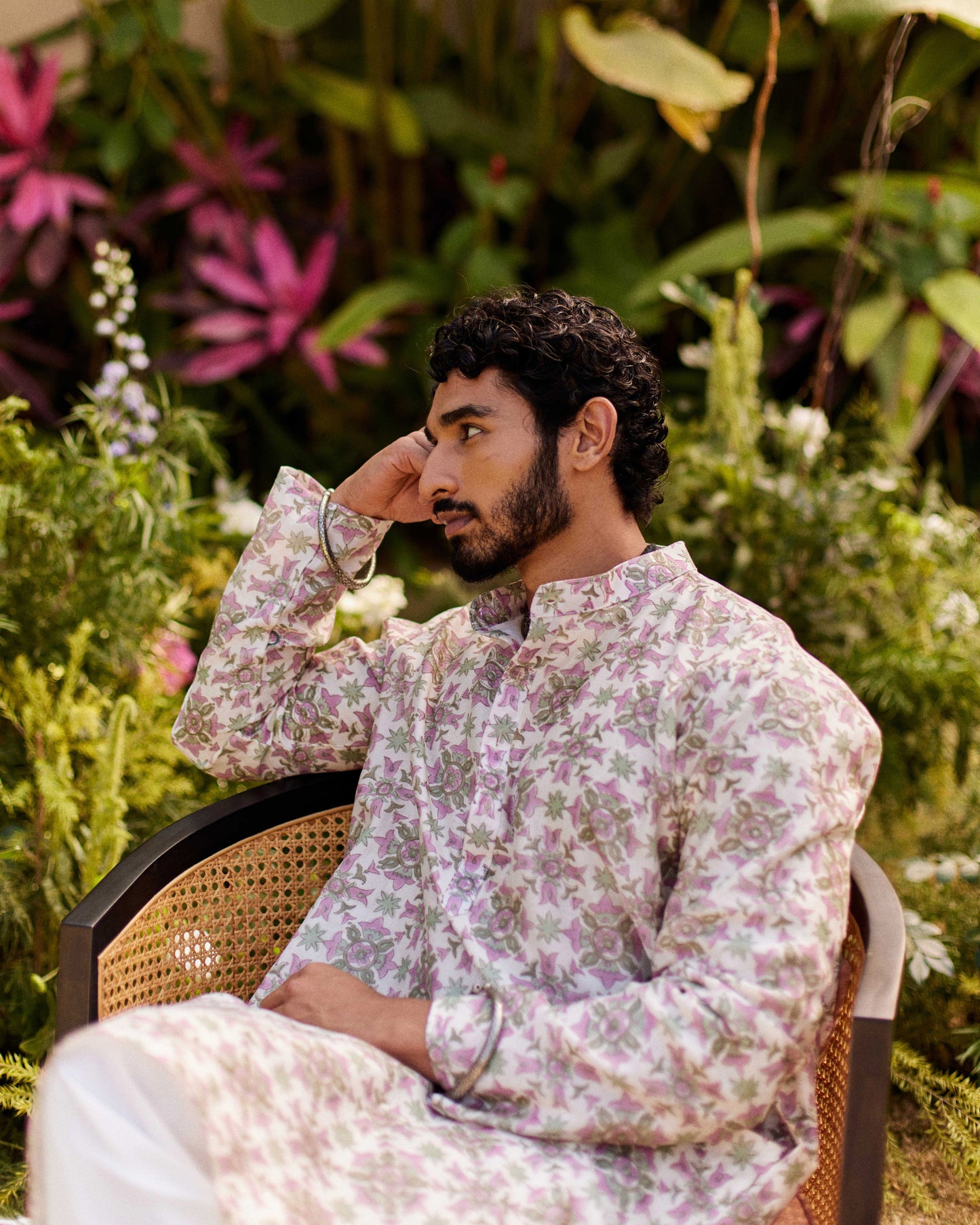 Pink White Varg Jaal kurta