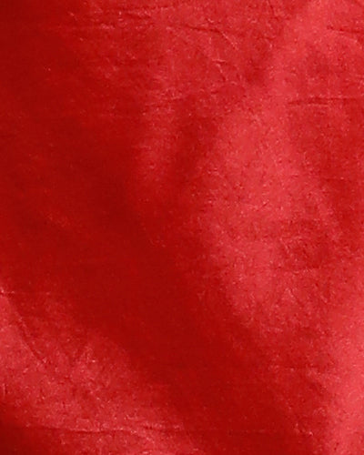 Red Pure Chanderi Saree With Black And Gold Border