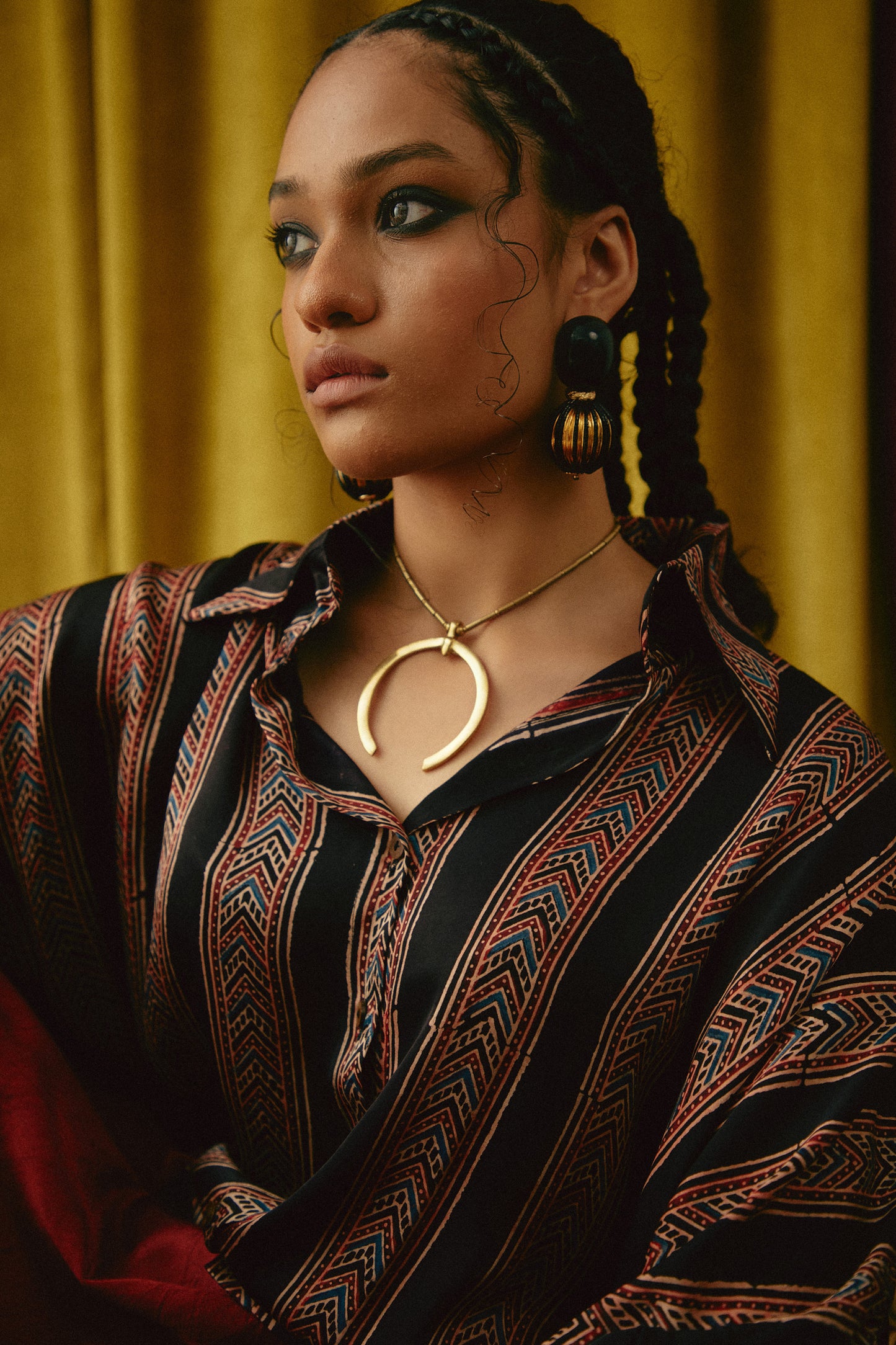 Teer Ajrakh Collar Modal Shirt