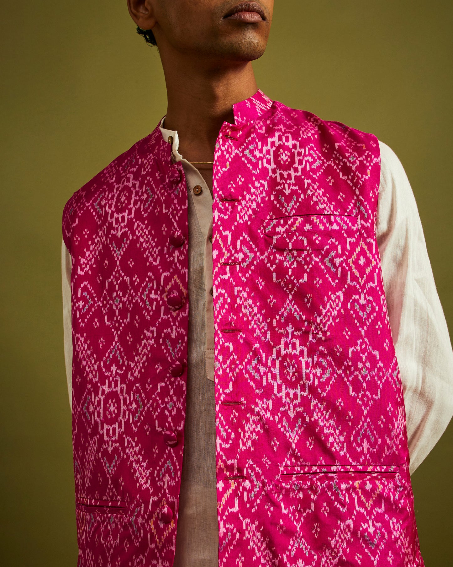 Manek Chowk Patan Patola Pink Bandi