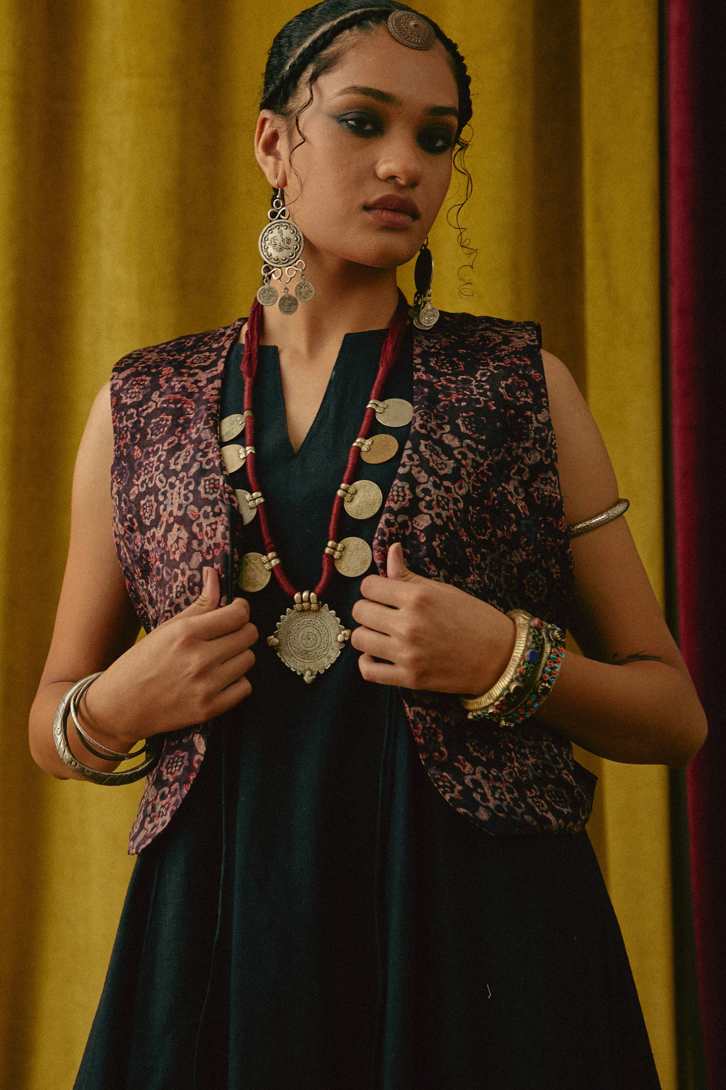 Reshmi Galeecho Ajrakh waistcoat