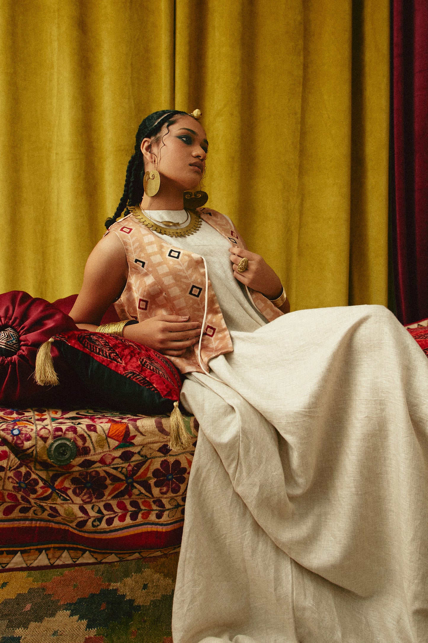 Mashru Marba Ajrakh waistcoat