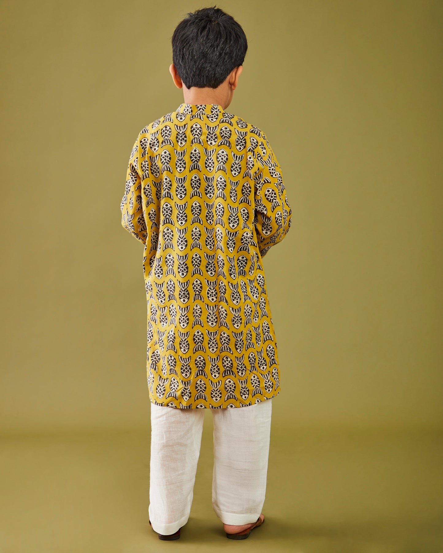 Bagru Machhli - Yellow Kurta Pajama Set