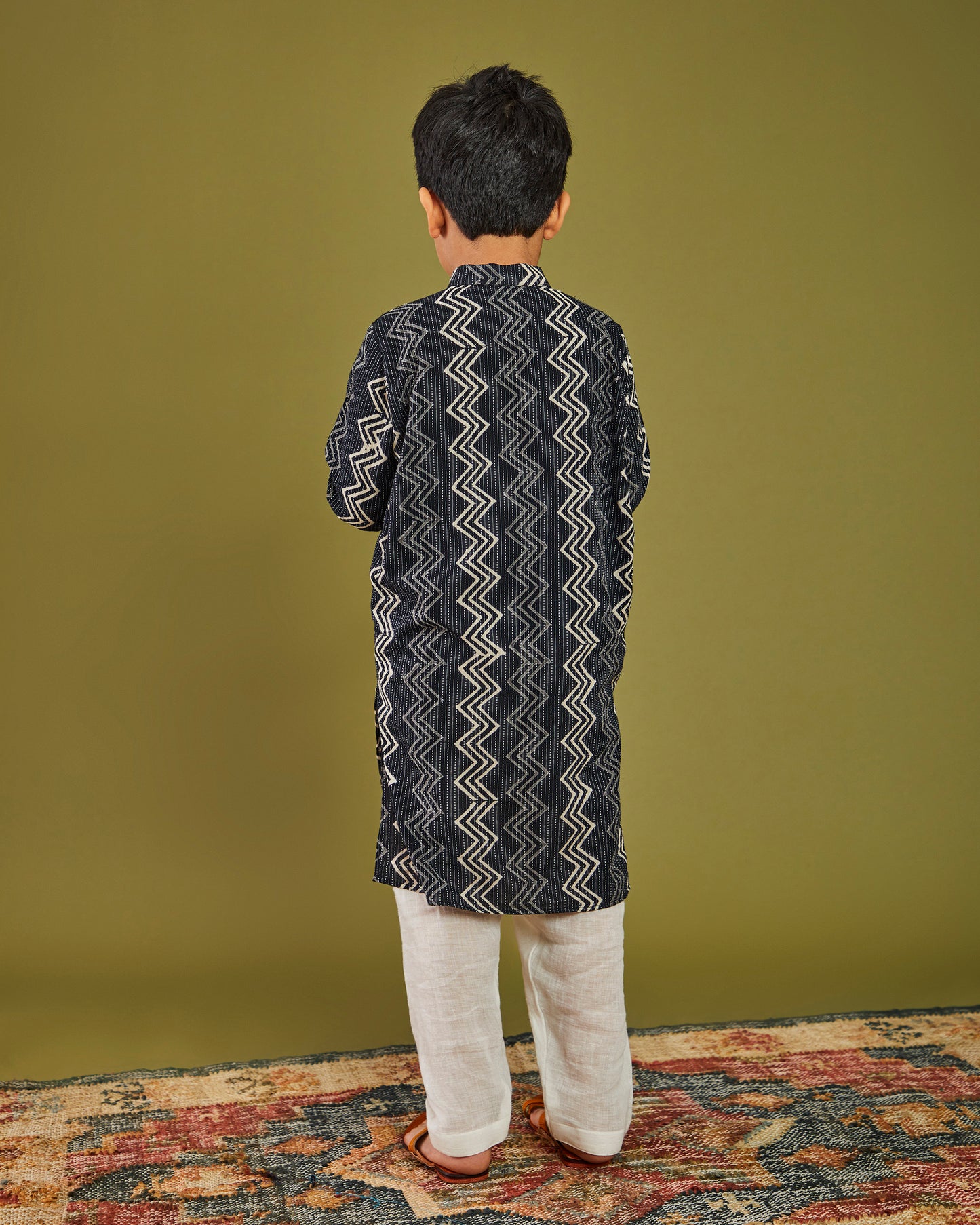 Kantha Zigzag Kala Kurta