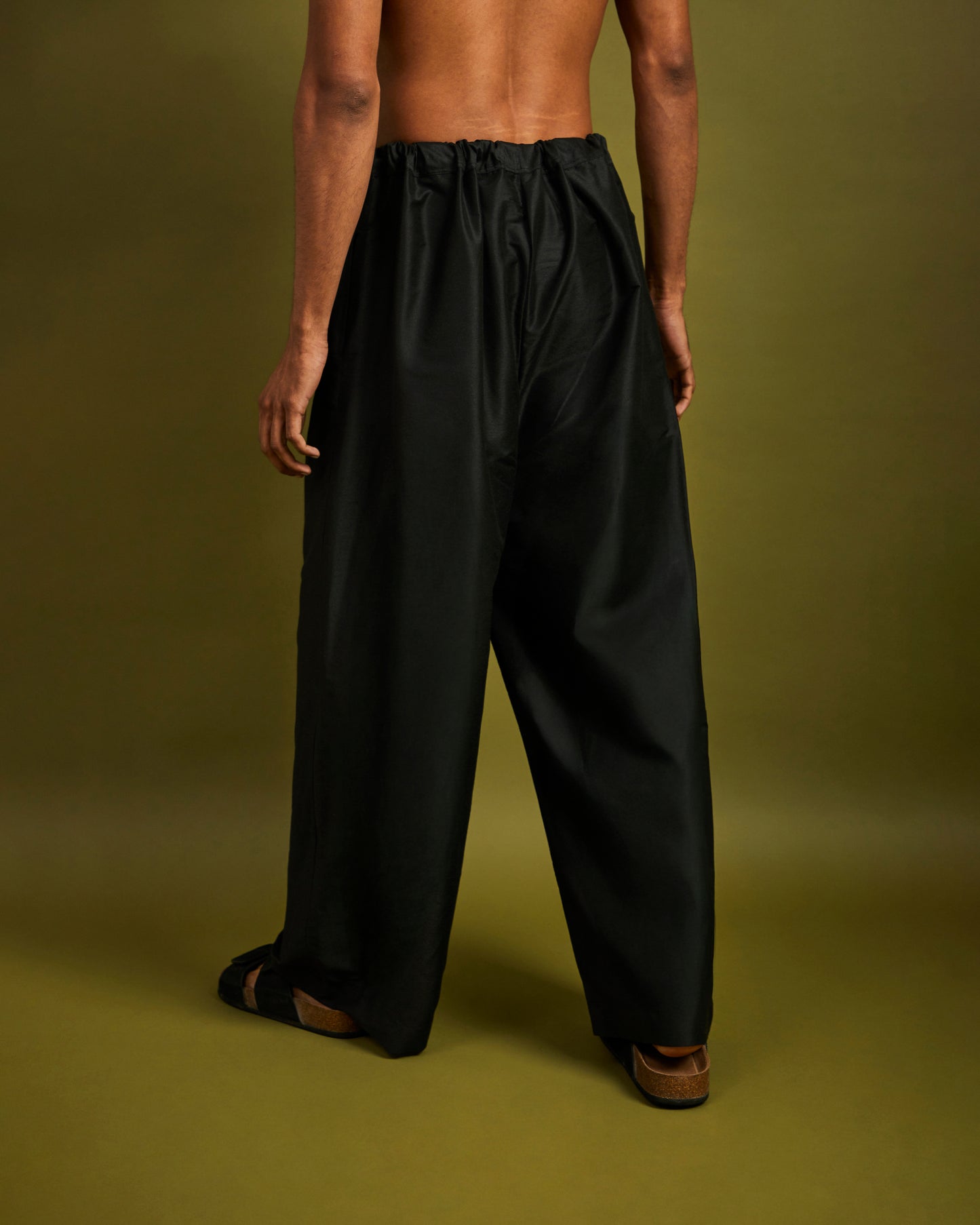 Black Wide Leg Pants with Drawstrings