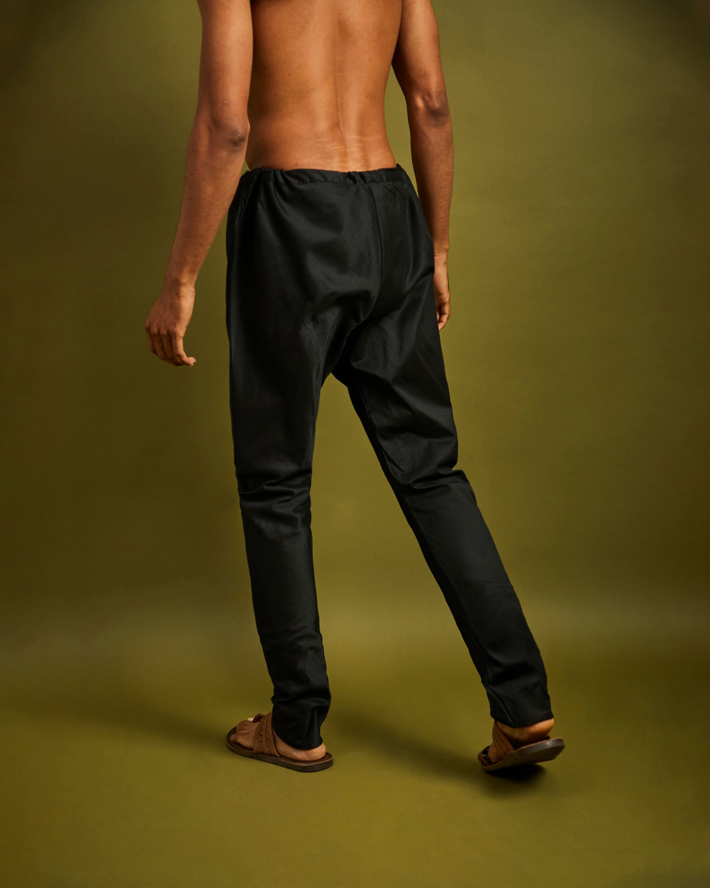 Black Churidaar Pants with Drawstrings