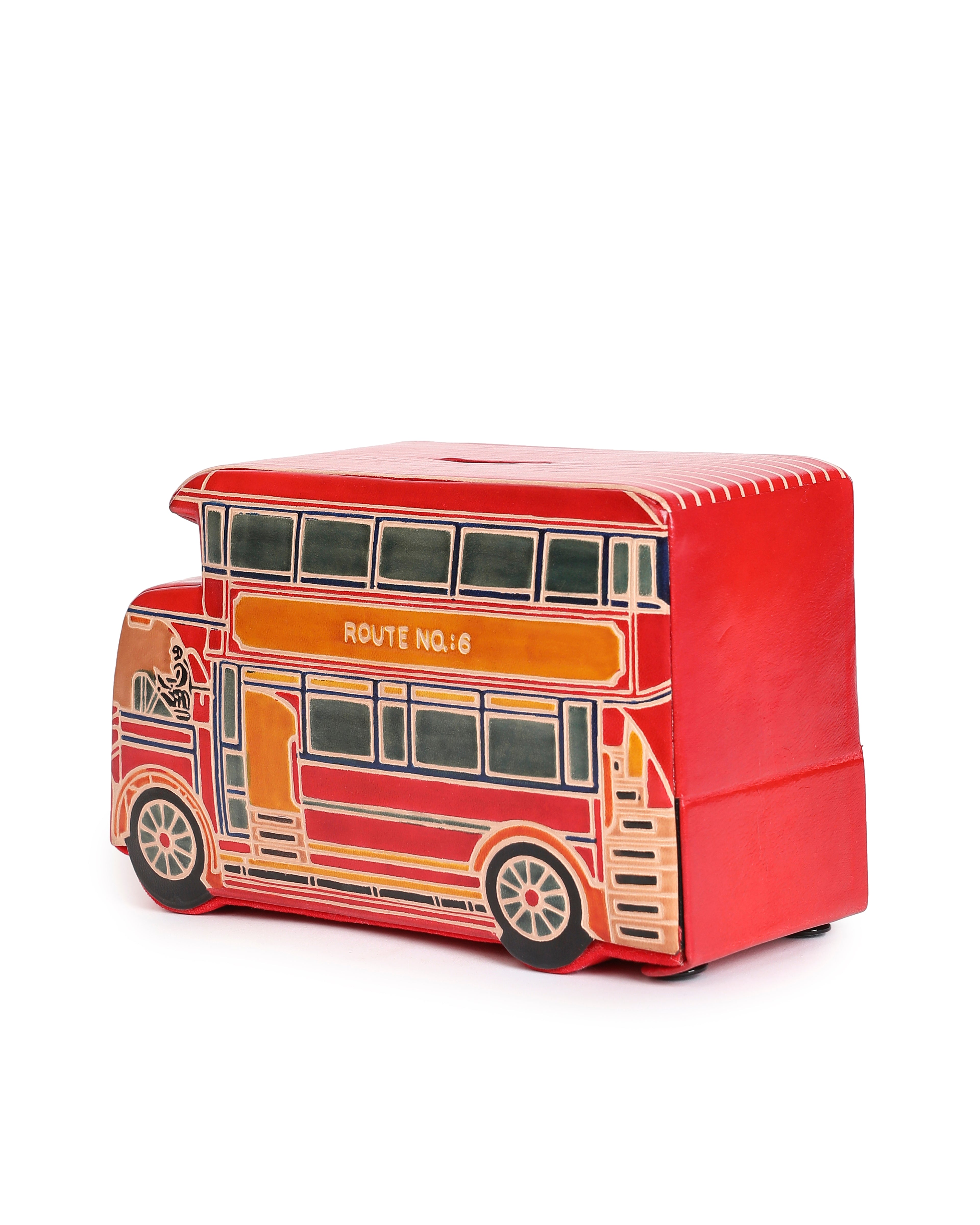 London Bus Money Bank Handcrafted Leather Shantiniketan