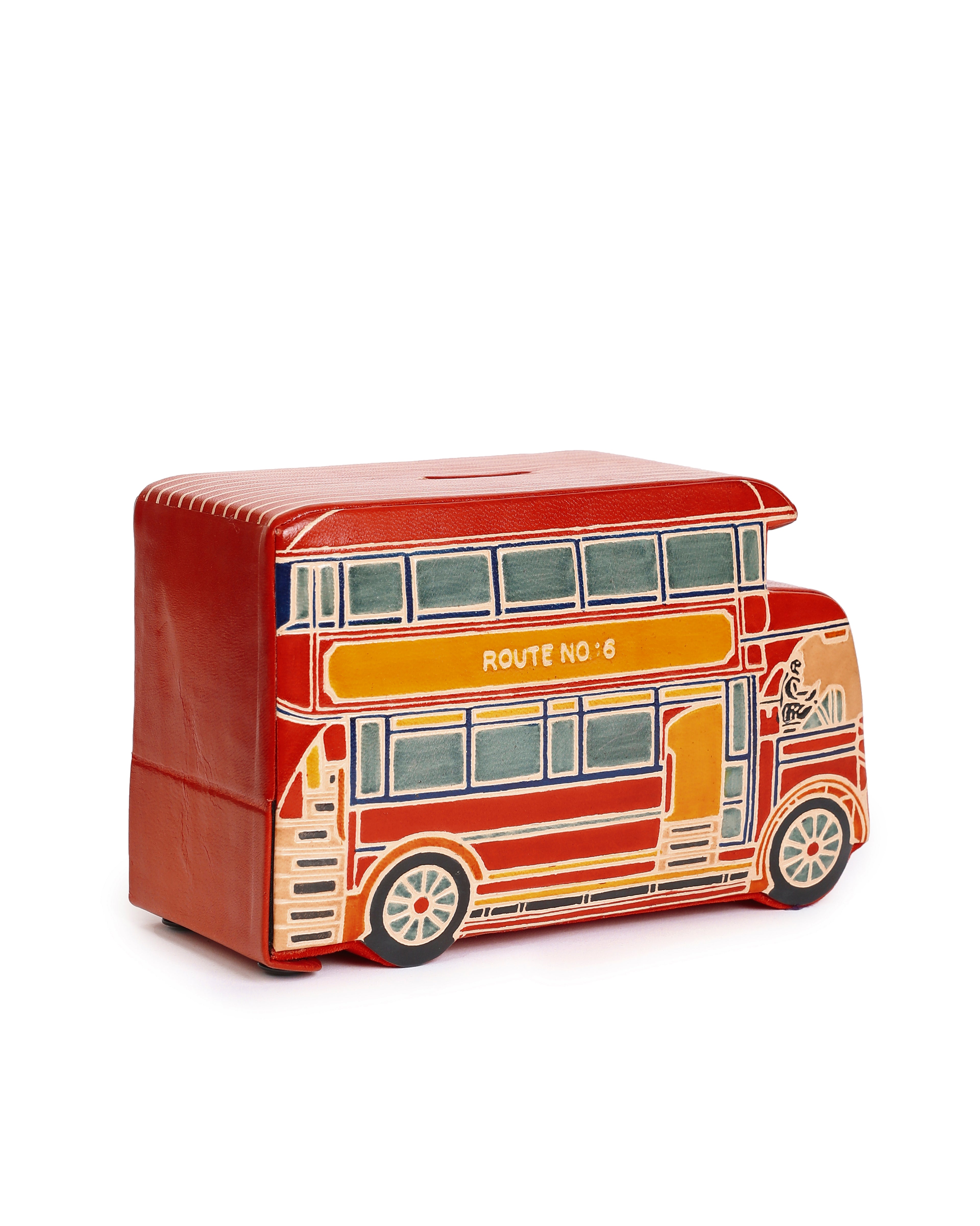 London Bus Money Bank Handcrafted Leather Shantiniketan