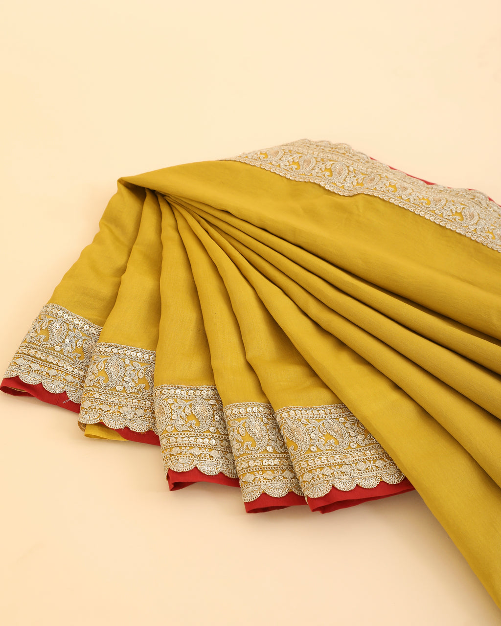Yellow Pure Chanderi Saree With Double Gold Border