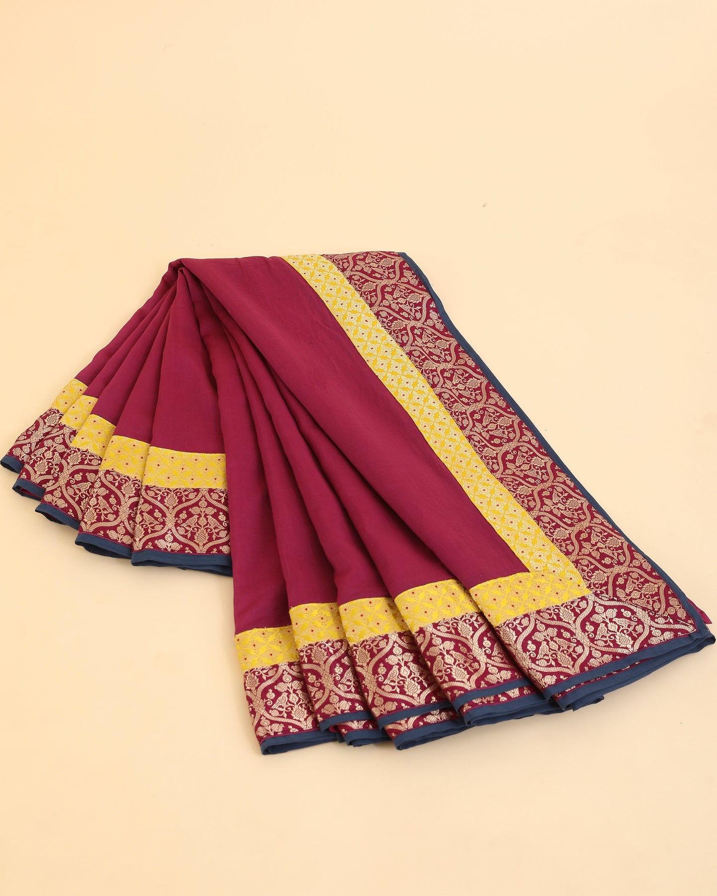 Pink Pure Chanderi Saree with Pure Katan Silk Brocade Border