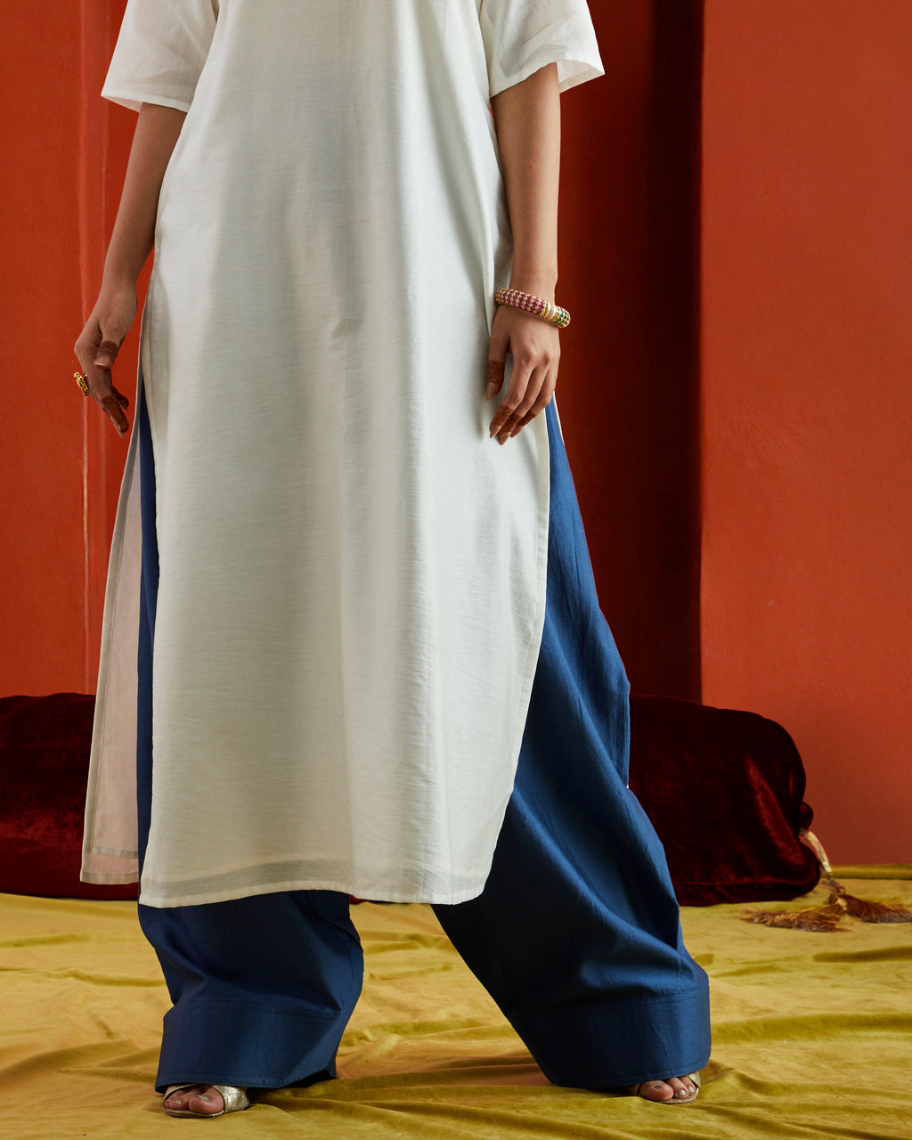Blue Chanderi Farshi Salwar