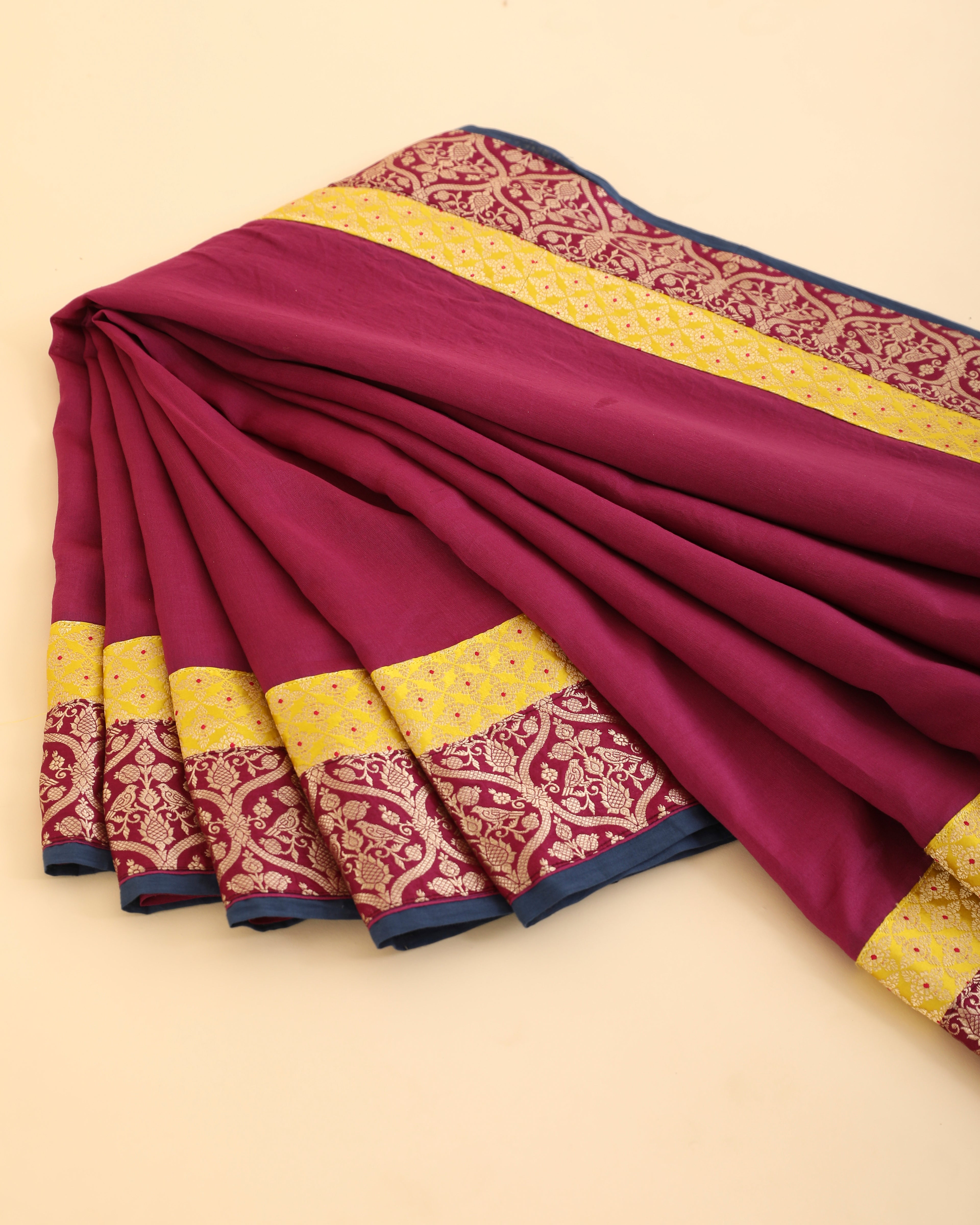 Pink Pure Chanderi Saree with Pure Katan Silk Brocade Border