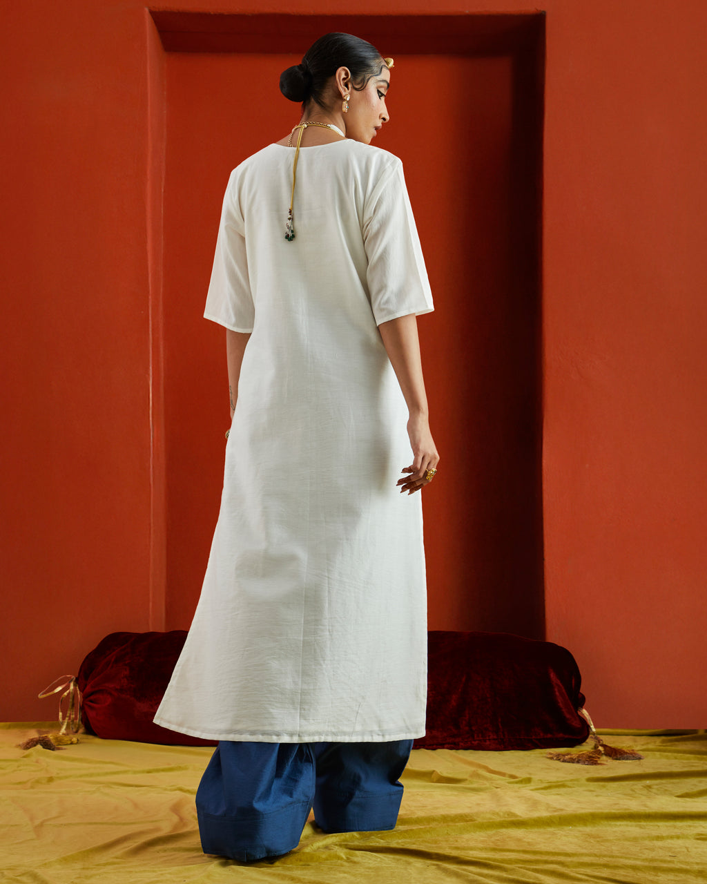 Pure Chanderi Elbow Sleeves Kurta