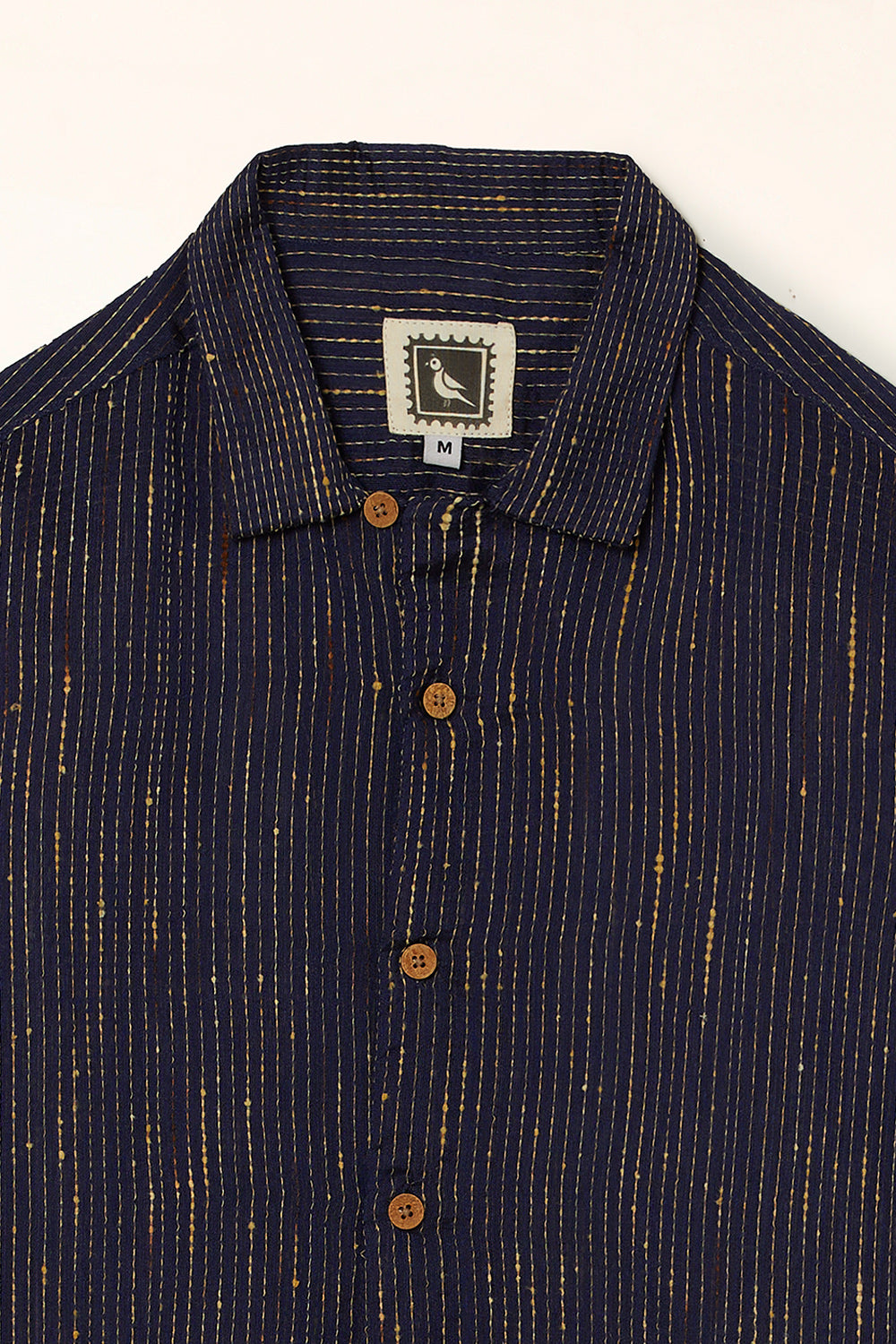 Navy Kantha Matka Cotton Shirt