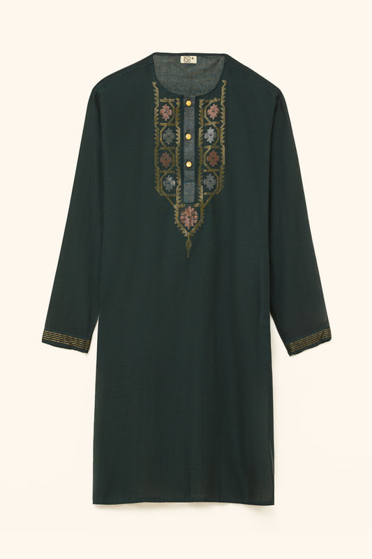 Jamdani Green Kurta