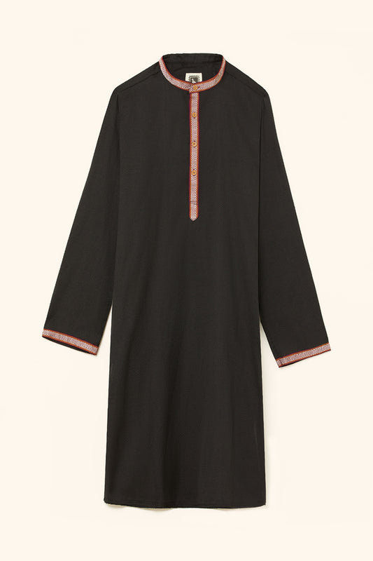 Black Karnataka Khun Weave Cotton Kurta