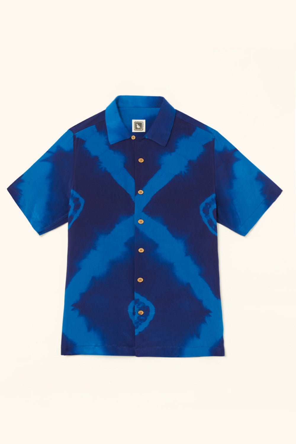 Rangrez Ink Blue Pure Crepe Tie-dye Shirt