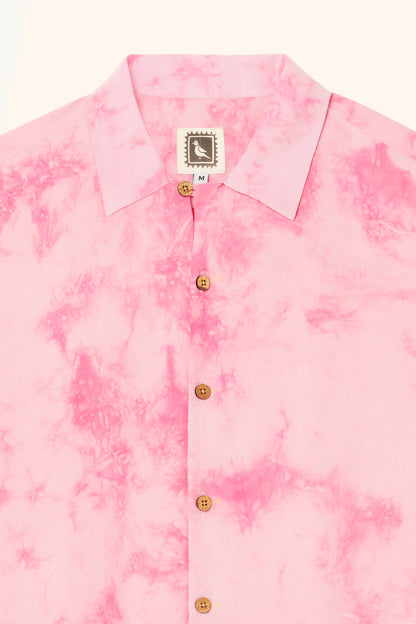 Pink Pure Crepe Tie-dye Shirt