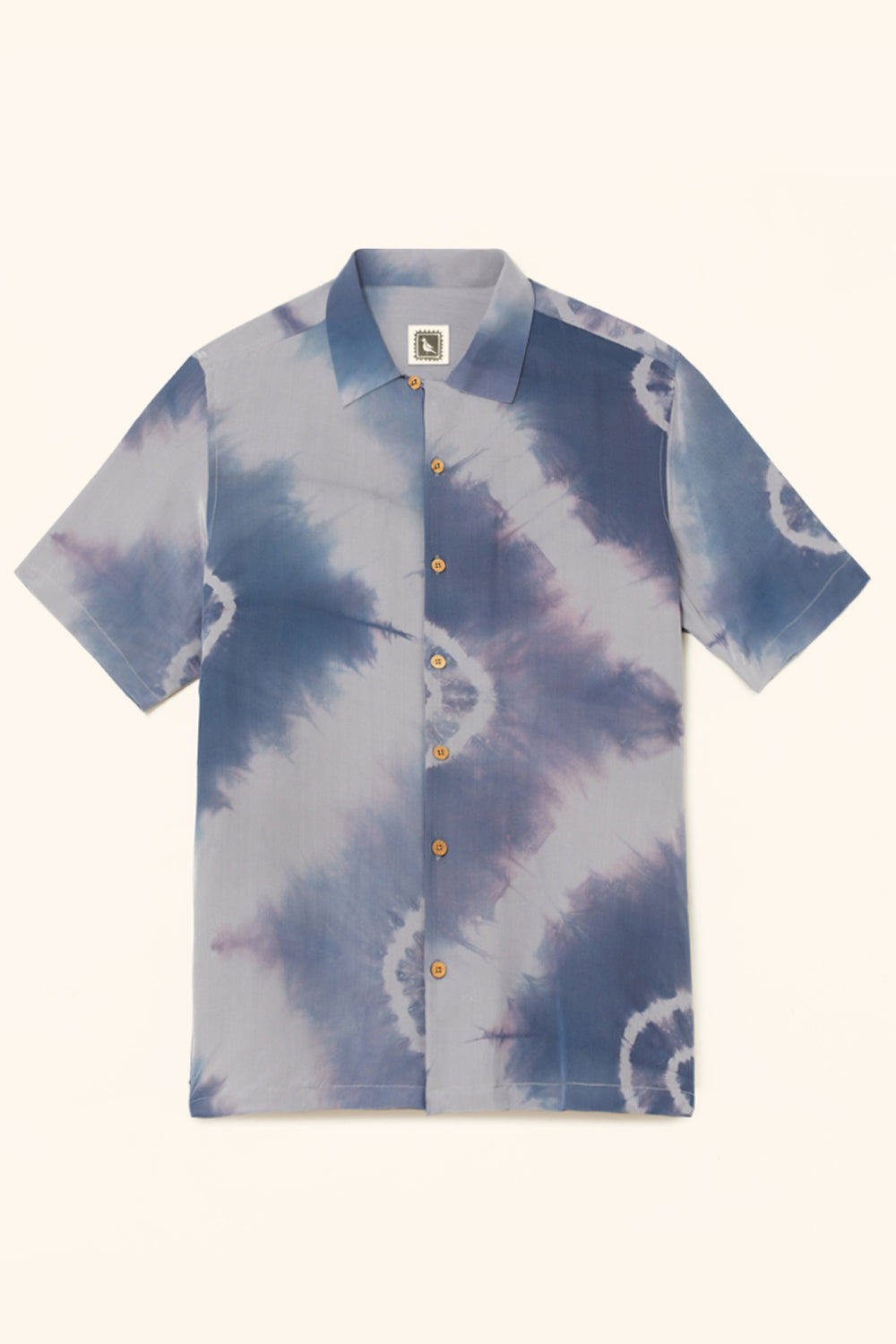 Rangrez Blue-Grey Viscose Crepe Tie-dye Shirt