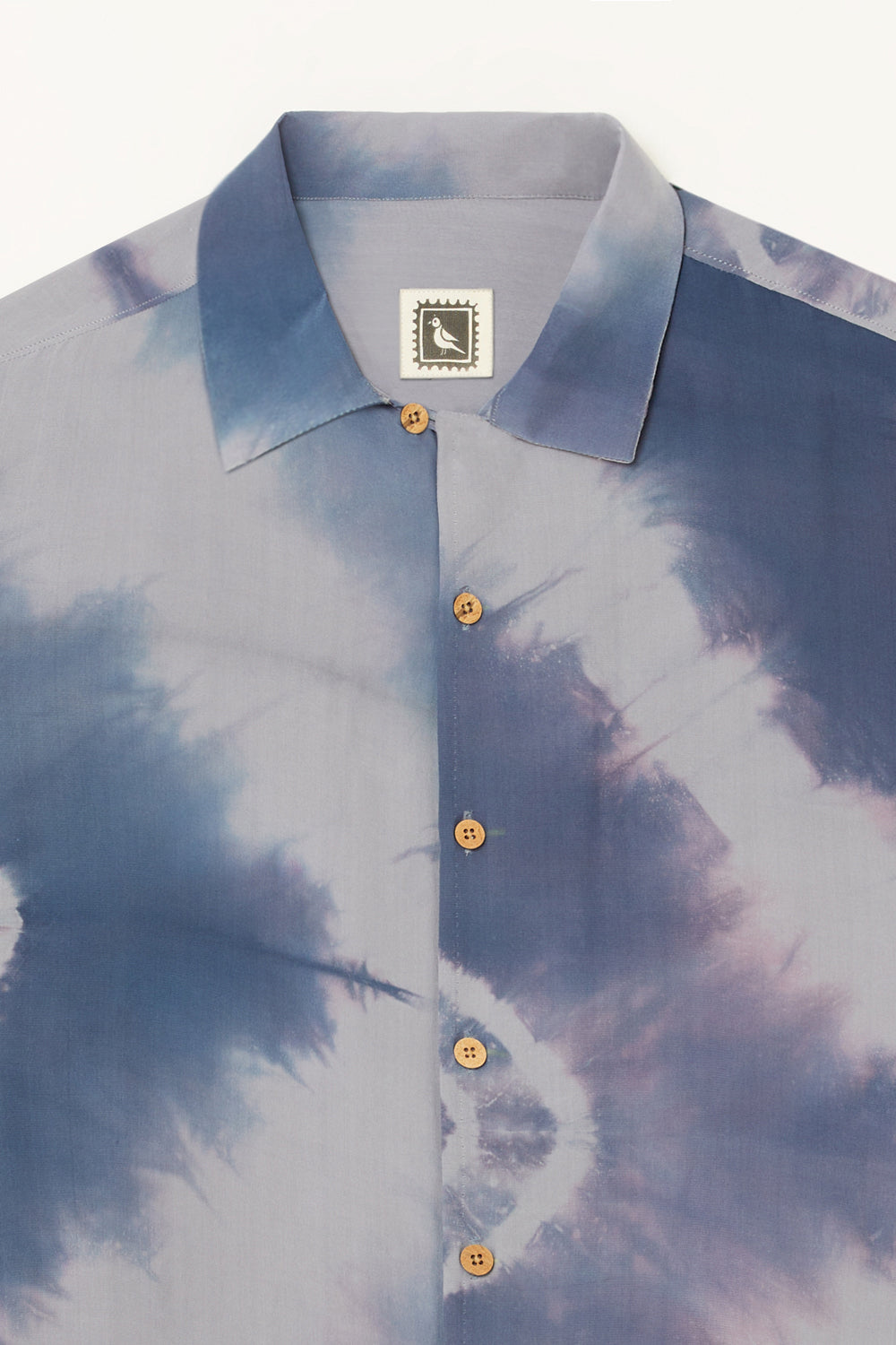 Rangrez Blue-Grey Viscose Crepe Tie-dye Shirt