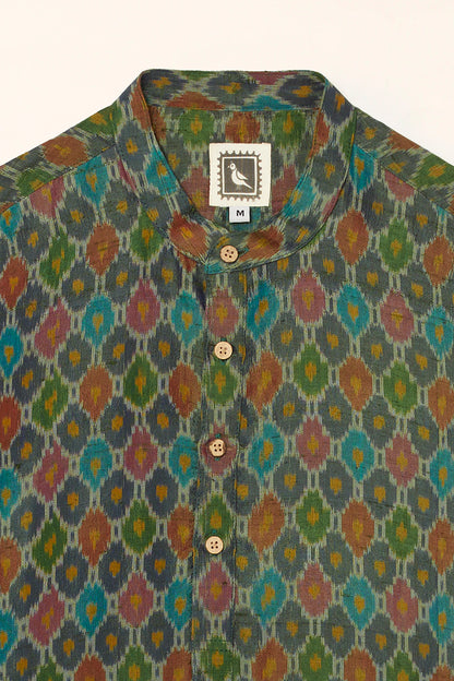 Raw Silk Pochampally Double Ikat Kurta