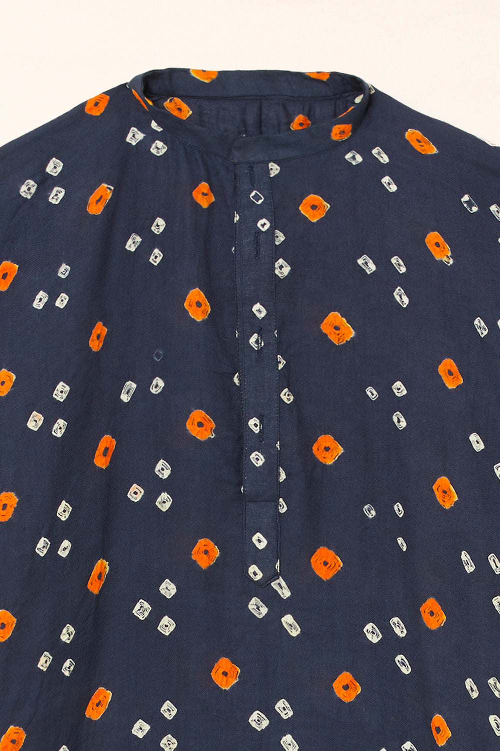 Blue Cotton Satin Finish Bandhani Kurta