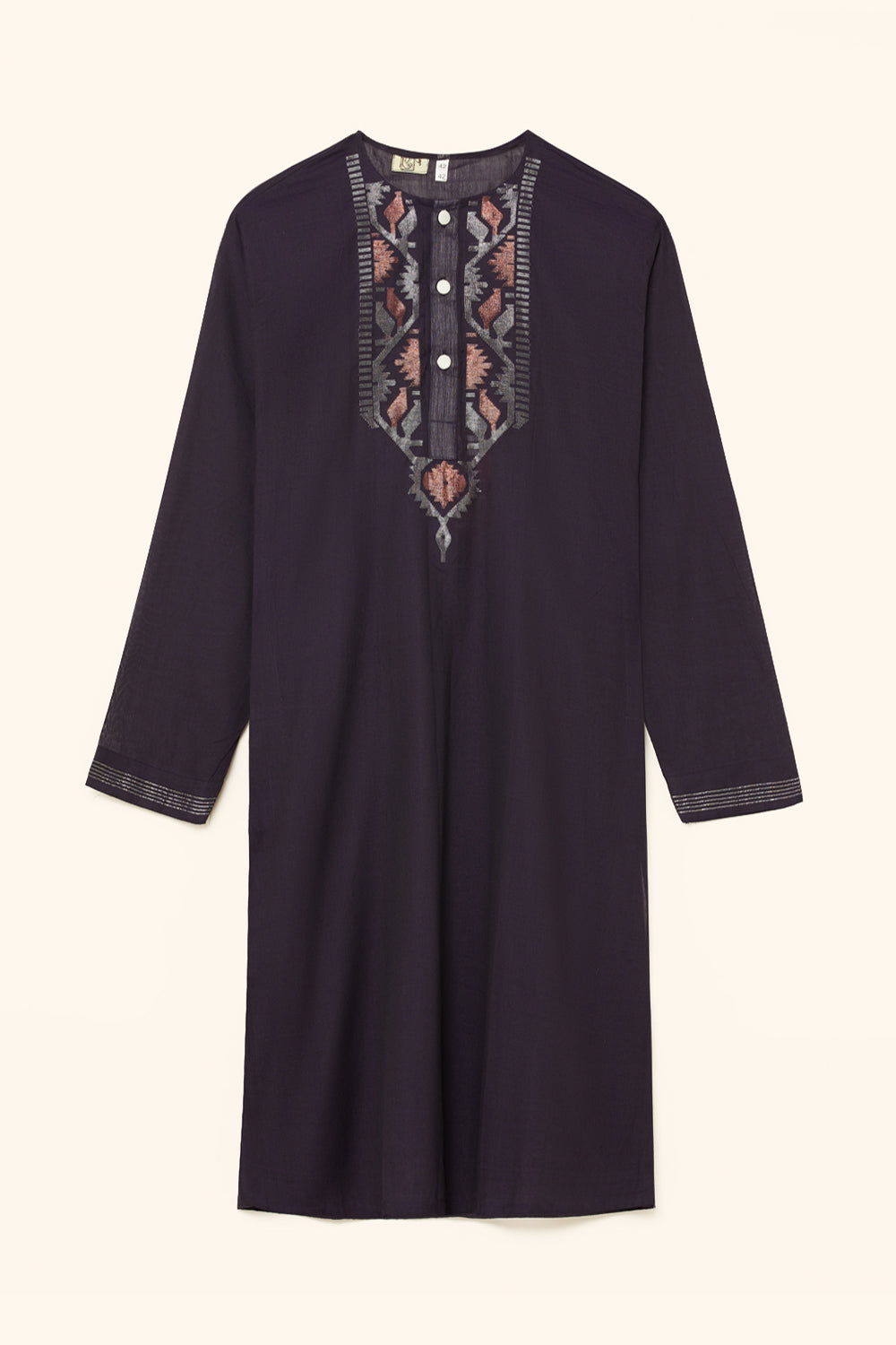 Jamdani Dark Purple Kurta