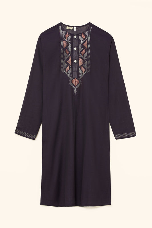 Jamdani Dark Purple Kurta