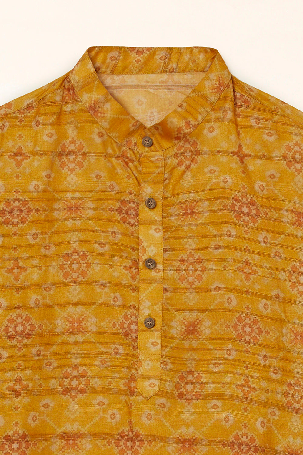 Yellow Digital Printed Art Tussar Kurta