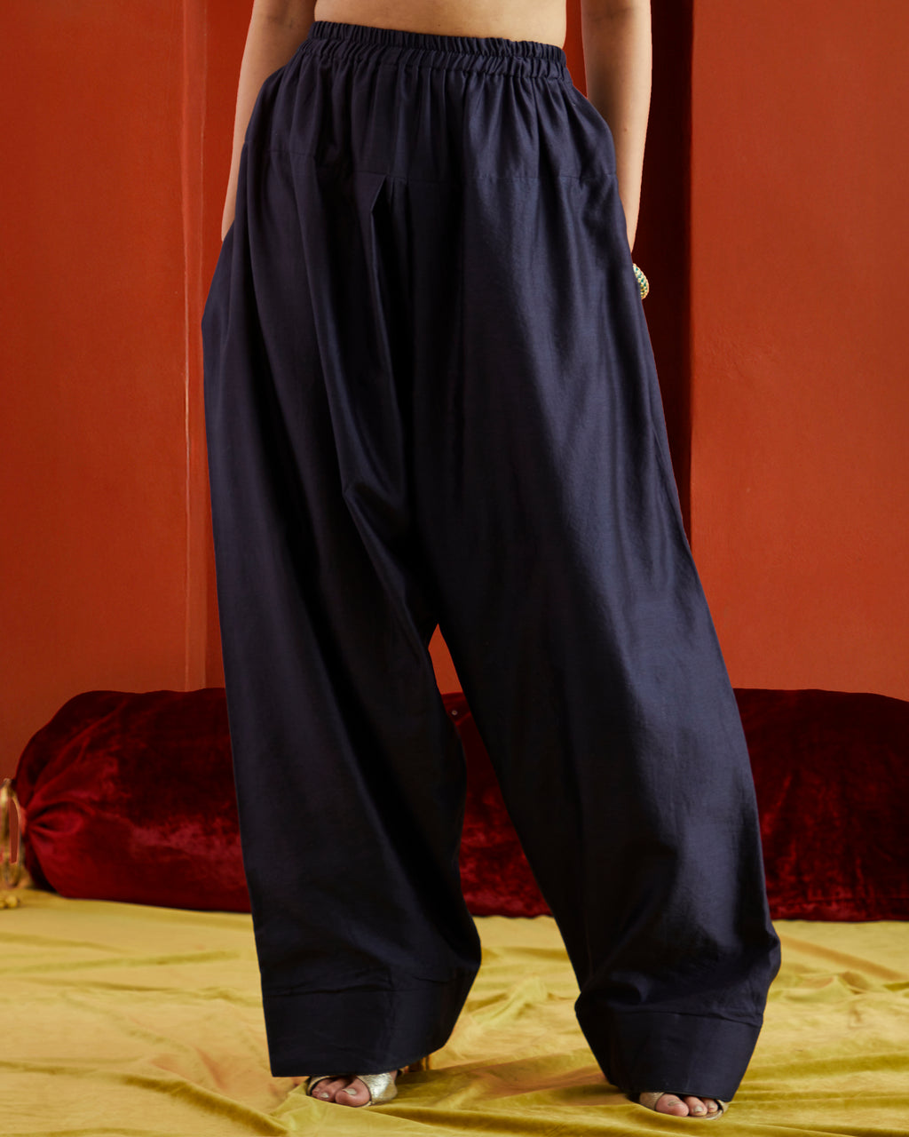 Midnight Blue Black Pure Chanderi Farshi Salwar