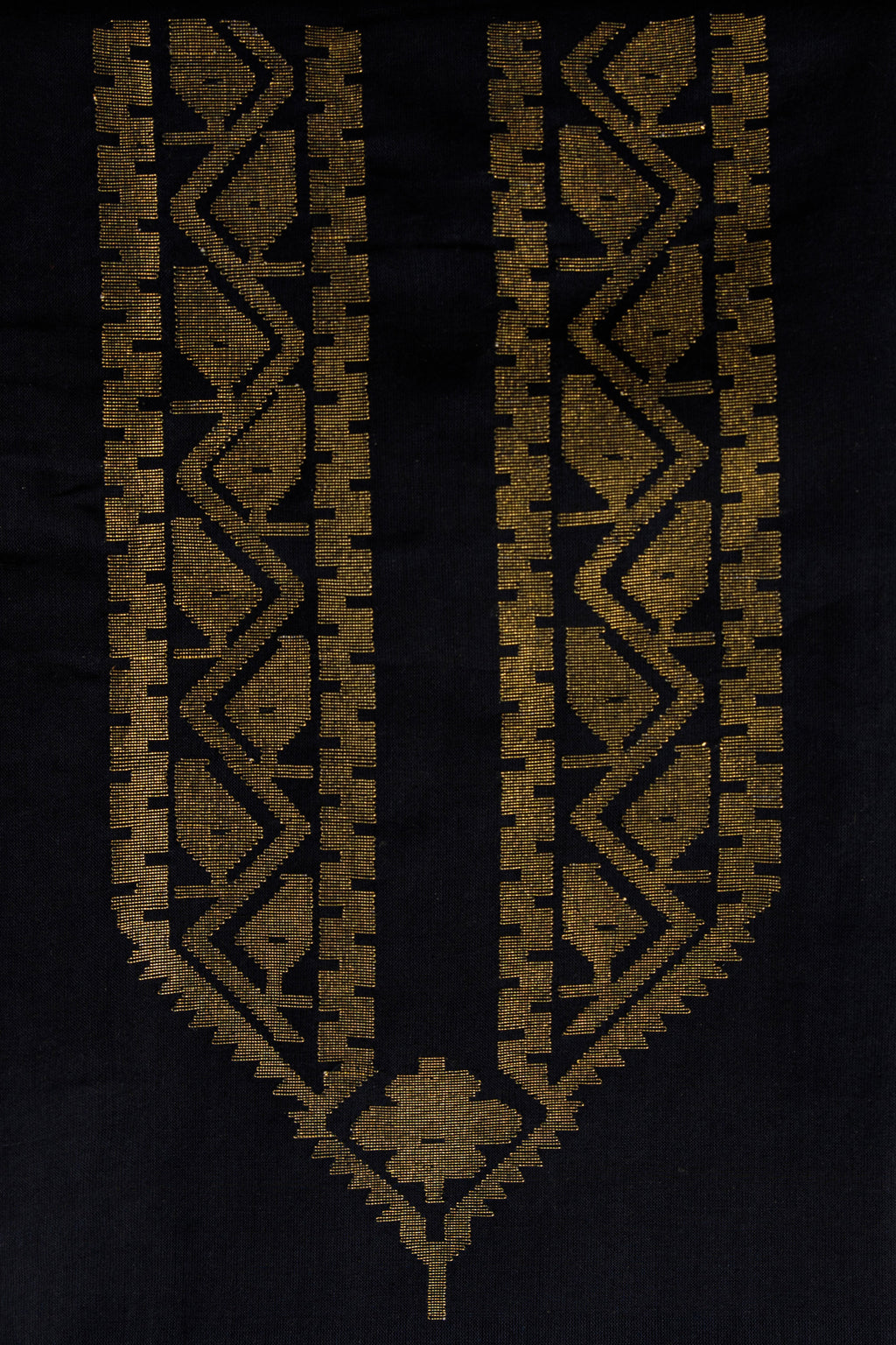Black and Gold Jamdani Unstitched Kurta