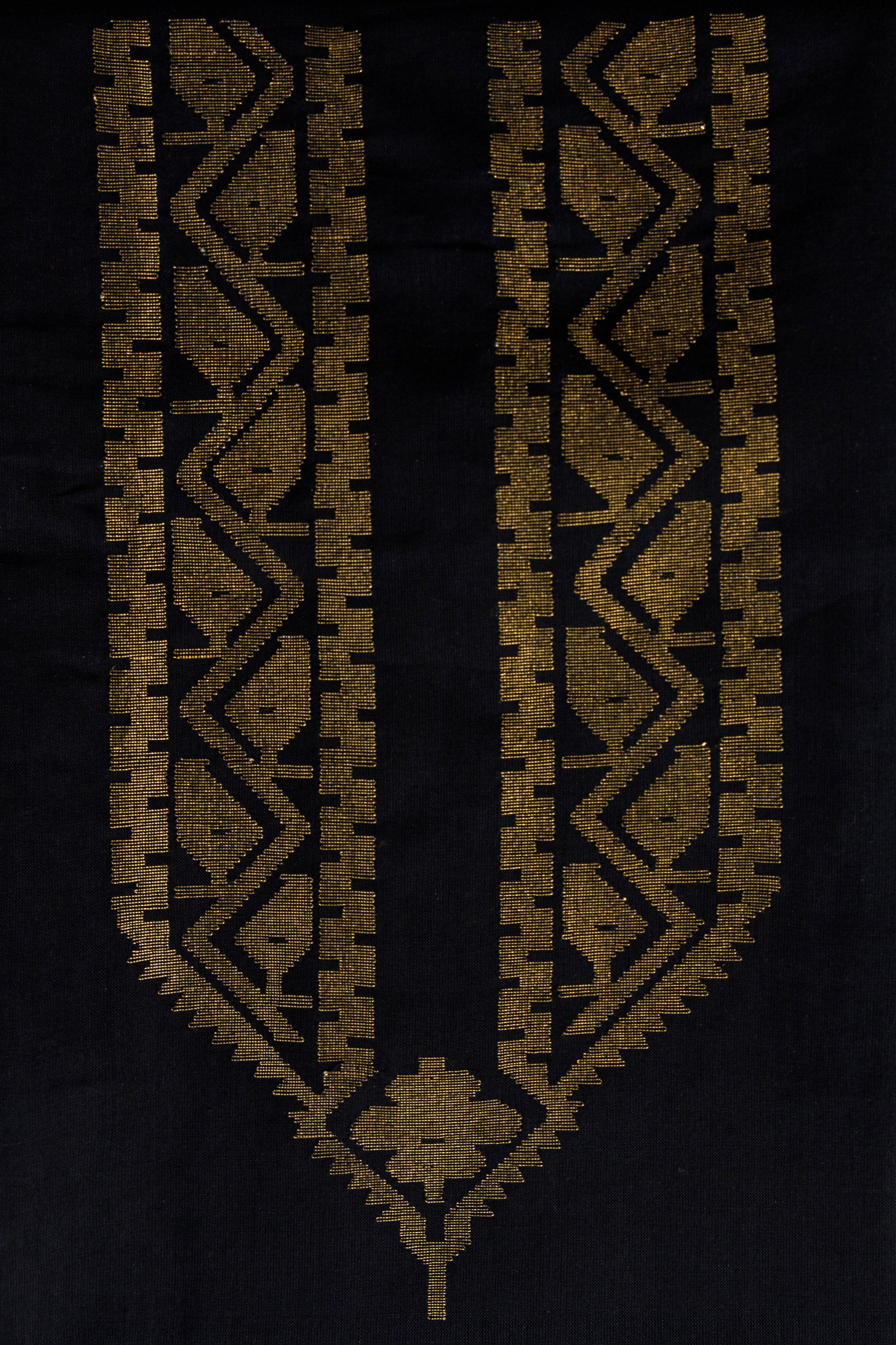 Black and Gold Jamdani Unstitched Kurta