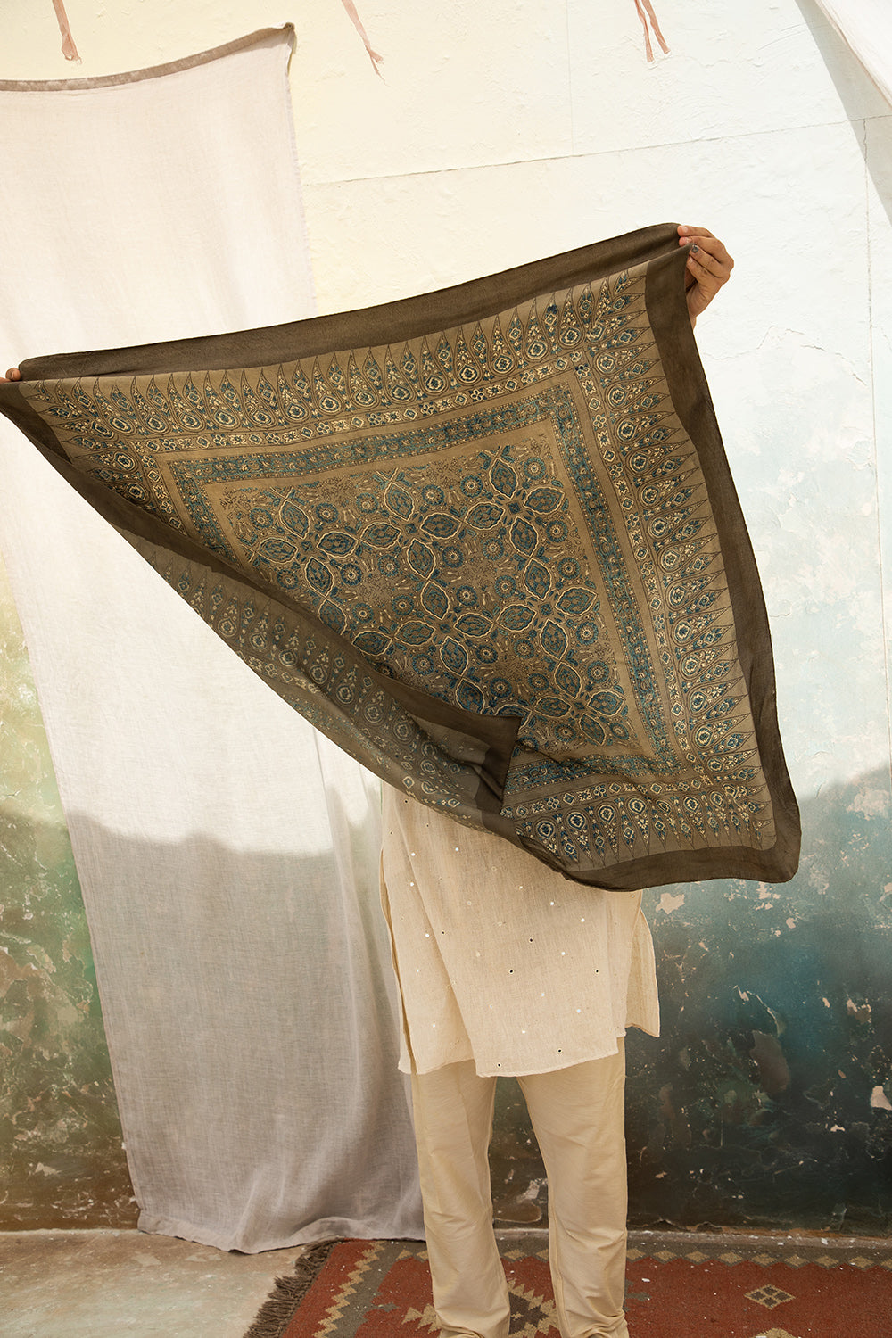 Ajrakh Silk Scarf