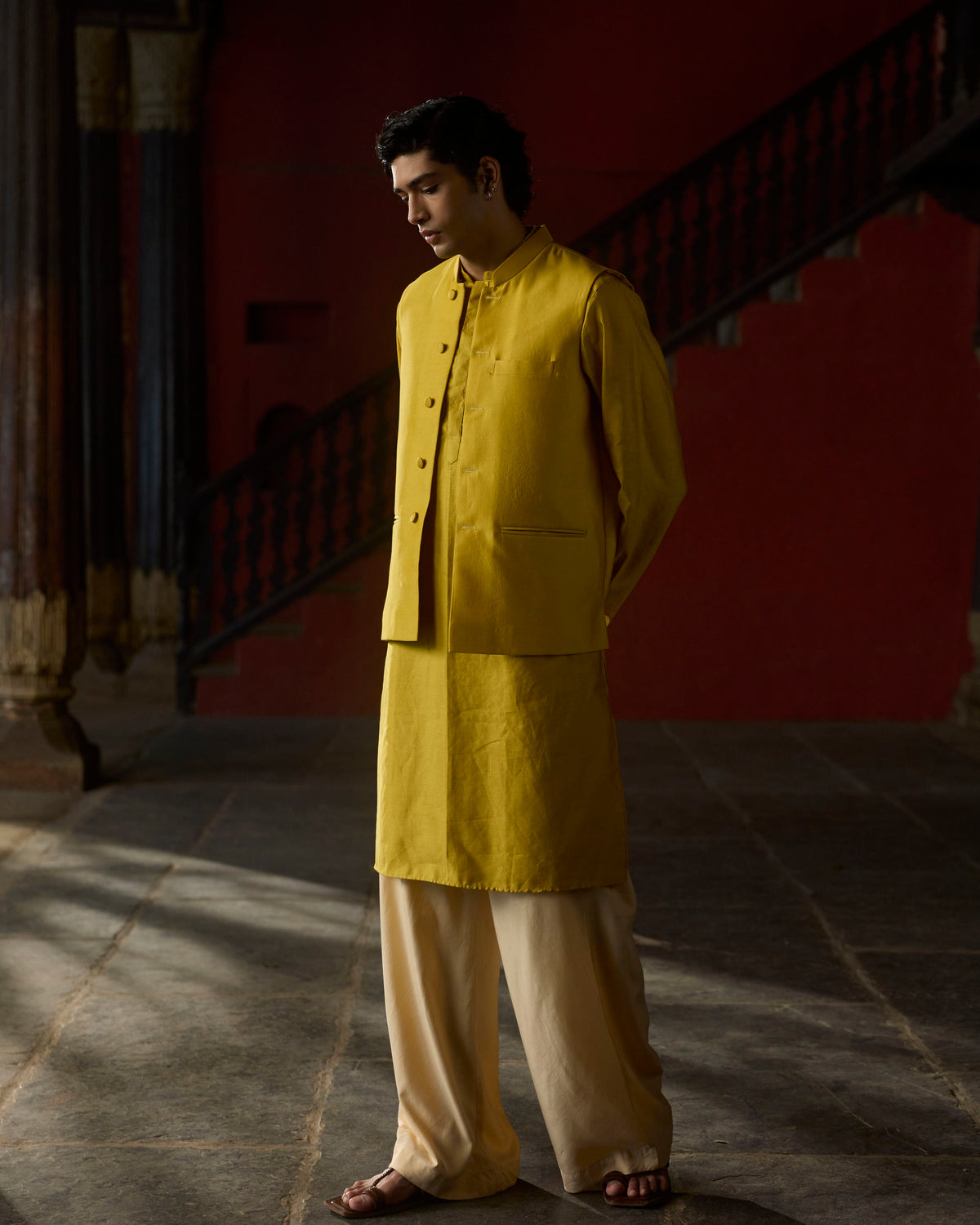 Yellow Pure Chanderi Bandi