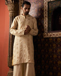 Off White Munga Silk Handwoven Buta Kurta