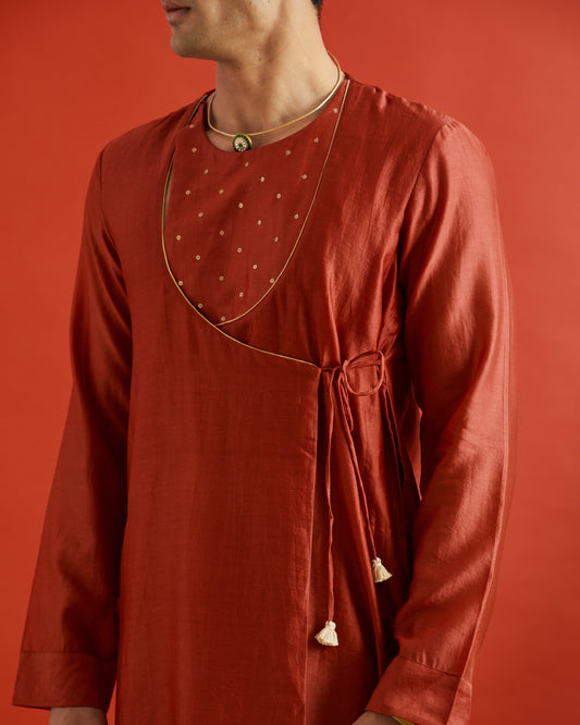 Red Pure Chanderi Angrakha