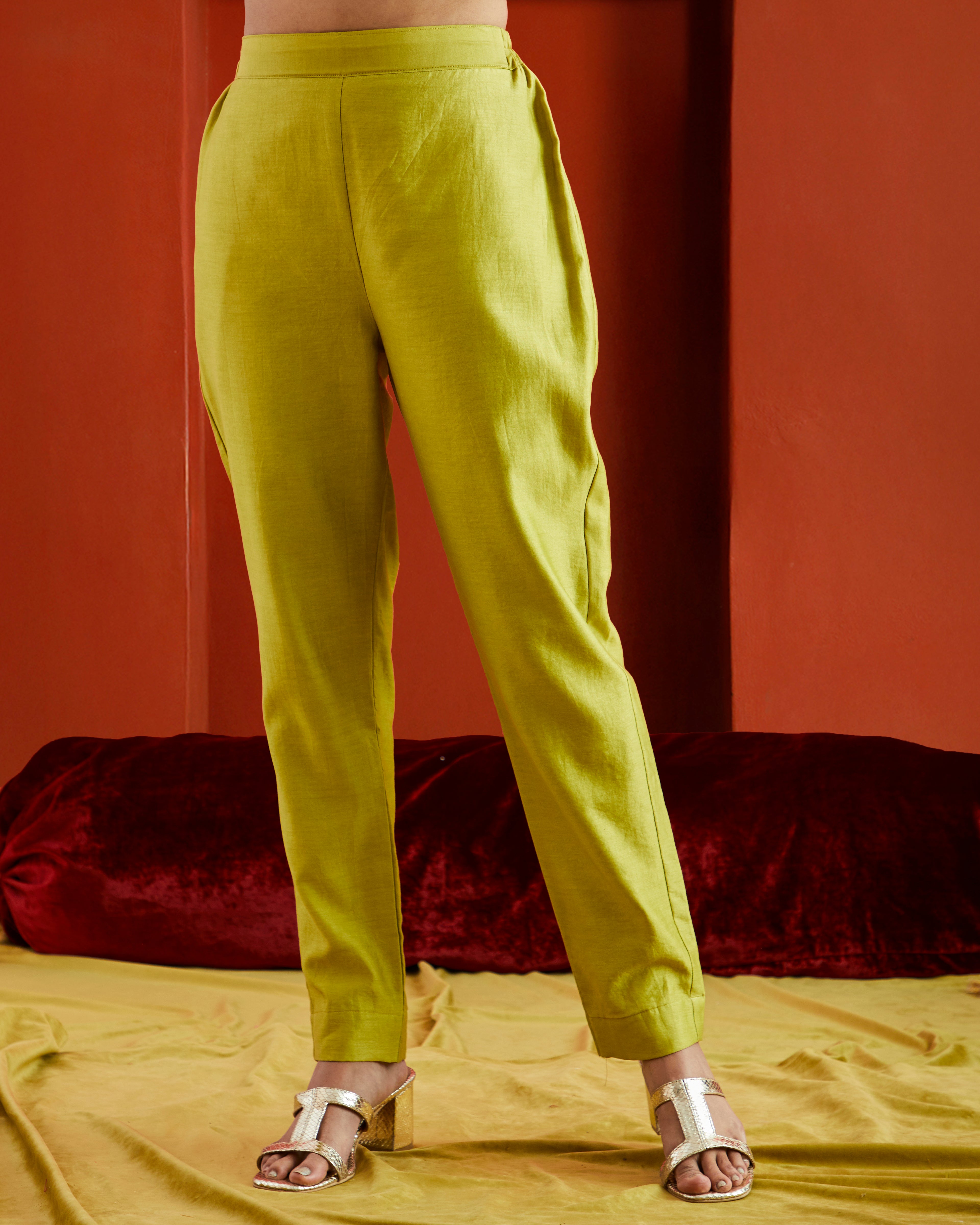 Green Pure Chanderi Pants