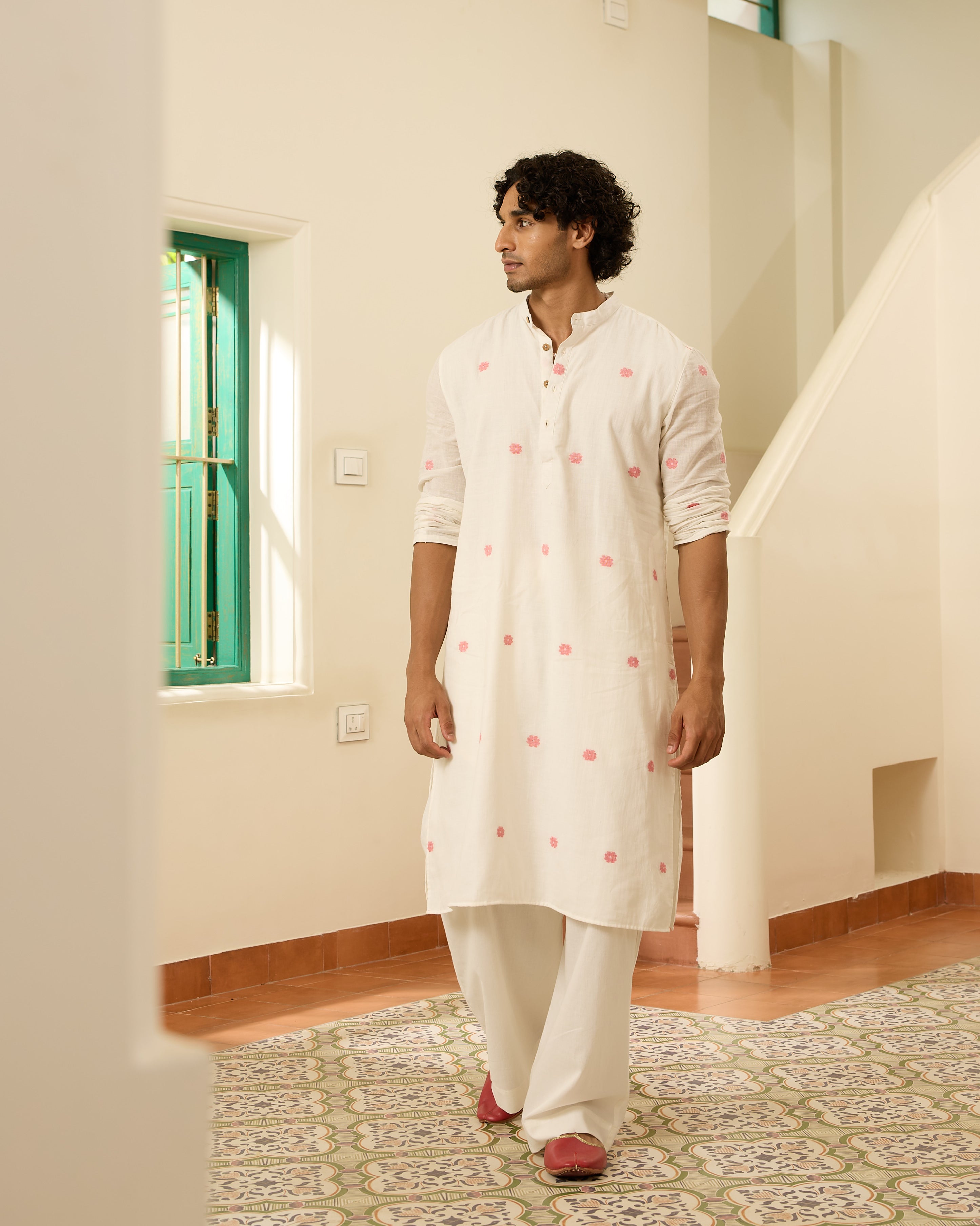 Laal Phul Jamdani Kurta