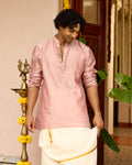 Rose Pink Pure Chanderi Men's Short Kurta