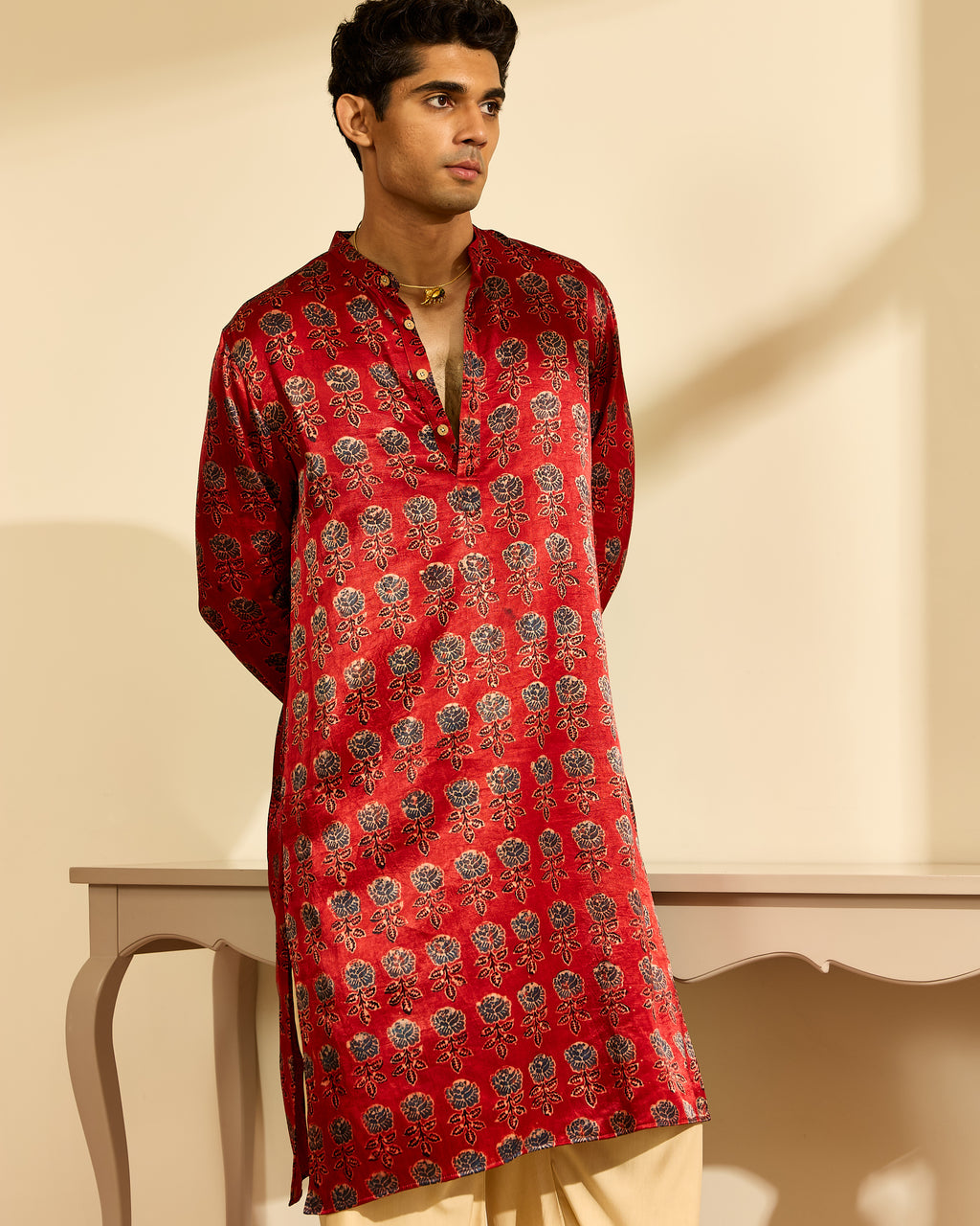 Butta Ajrakh Mashru Kurta