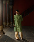 Manuhaar Mint Green Buta Chanderi Kurta