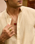 Red Jasper Pendant With Brass Chain