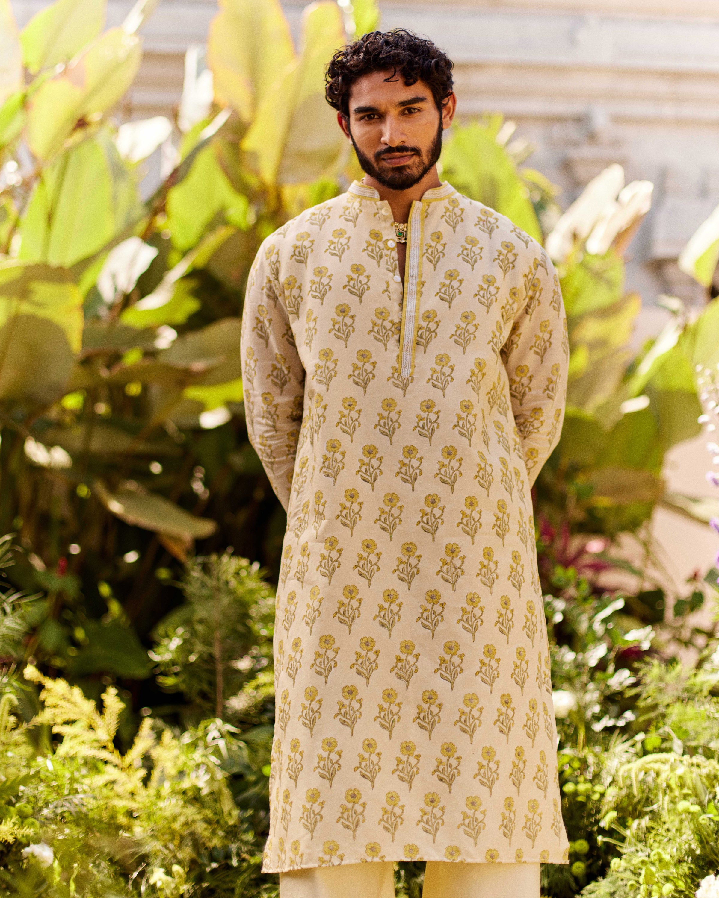 Kaner Buta Yellow kurta