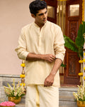 Thin Stripes Pure Tissue Chanderi Men's Short Kurta