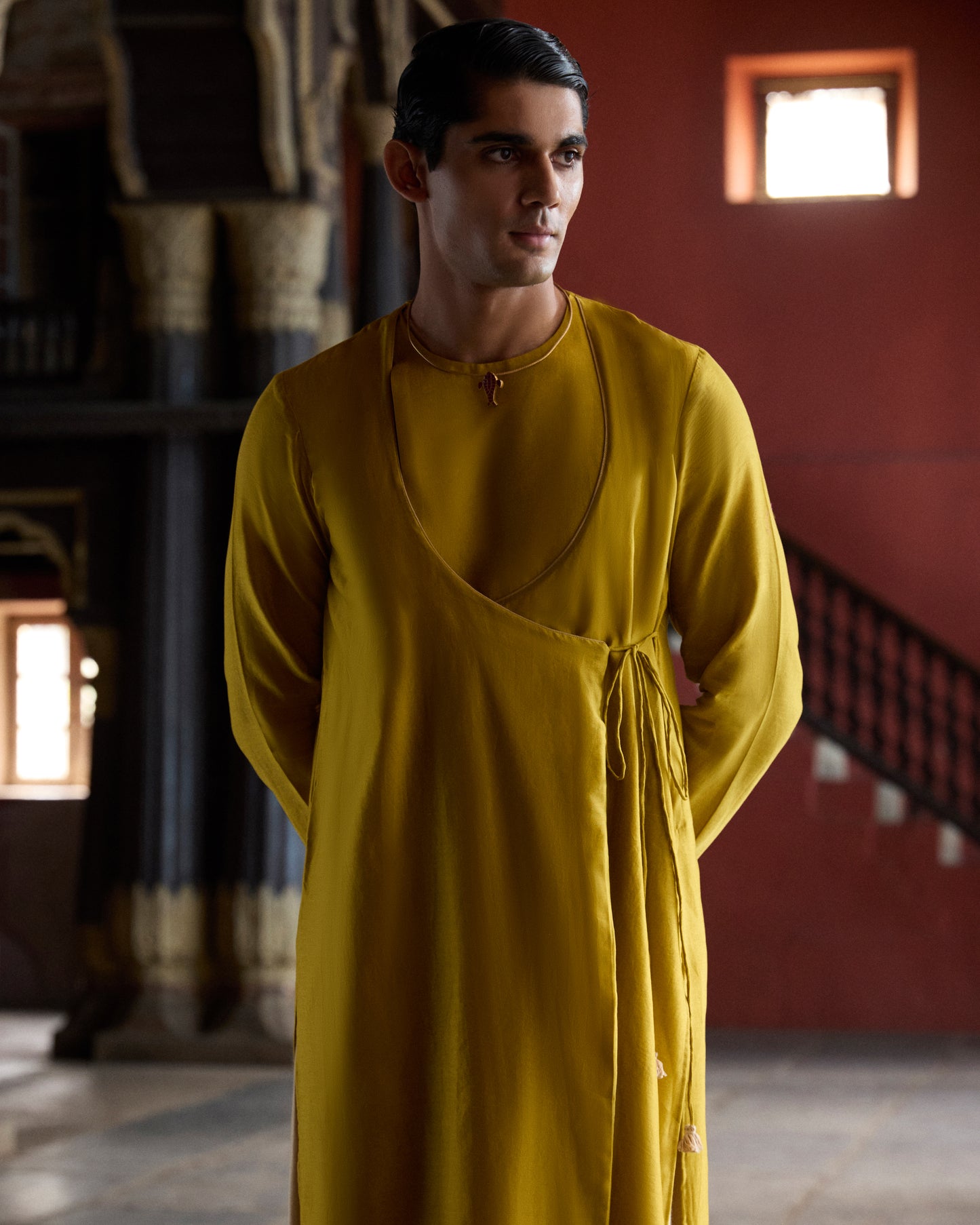 Yellow Pure Chanderi Angrakha