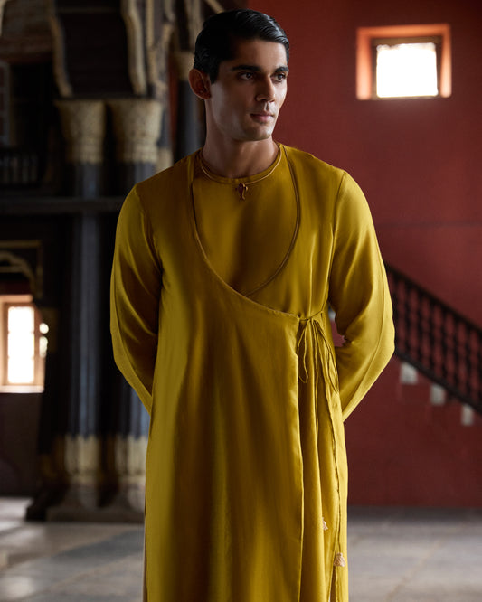 Yellow Pure Chanderi Angrakha